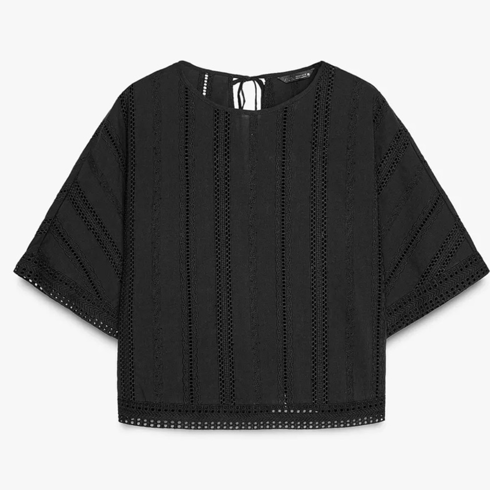 Zara embroidered eyelet blouse